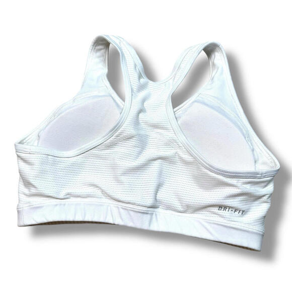 Nike Dri-FIT Racerback Sports Bra White SzL High Support Workout Activewear Gym - Picture 3 of 6